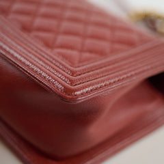 Chanel Medium Boy Flap Bag Brick Red Caviar 20 series