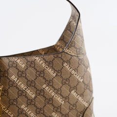 Gucci x Balenciaga Medium The Hacker Project Jackie GG supreme Canvas Hobo bag Beige