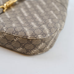 Gucci x Balenciaga Medium The Hacker Project Jackie GG supreme Canvas Hobo bag Beige