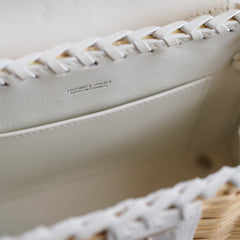 Hermes Mini Picnic Kelly 20 Swift leather / Woven wicker White/Beige - U stamp with Twilly