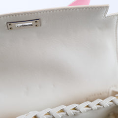 Hermes Mini Picnic Kelly 20 Swift leather / Woven wicker White/Beige - U stamp with Twilly