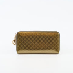 Gucci GG Pattern Long Wallet Patent Metallic Bronze