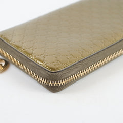 Gucci GG Pattern Long Wallet Patent Metallic Bronze