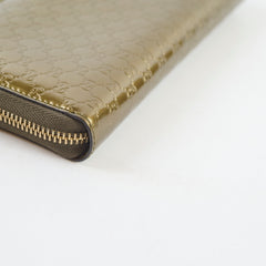 Gucci GG Pattern Long Wallet Patent Metallic Bronze