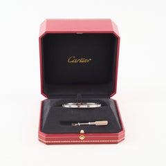 Cartier Love Bracelet Small Model White Gold Pave Diamond Size 16