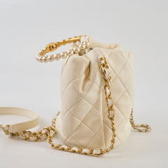 Chanel Pearl Top Handle Buckle Lambskin Microchip