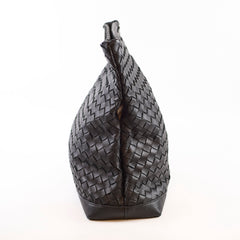 Bottega Veneta Mens Large Intrecciato Messenger Fold Black