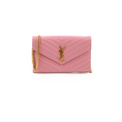 Saint Laurent Cassandra Envelope Wallet On Chain WOC Pink
