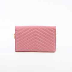 Saint Laurent Cassandra Envelope Wallet On Chain WOC Pink