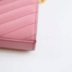 Saint Laurent Cassandra Envelope Wallet On Chain WOC Pink