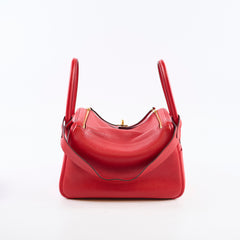 Hermes Lindy 26 Red Clemence GHW A Stamp