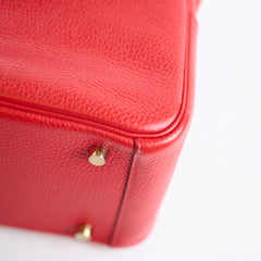 Hermes Lindy 26 Red Clemence GHW A Stamp