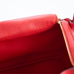 Hermes Lindy 26 Red Clemence GHW A Stamp