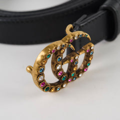 Gucci Women's Crystal Belt Size 95 Black