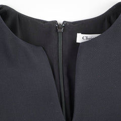Christina Dior Short Pleated Dress Size 38 Black