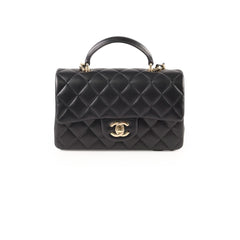Chanel Top Handle Rectangle Mini Black Lambskin (microchip)