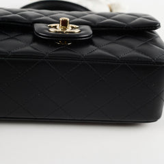 Chanel Top Handle Rectangle Mini Black Lambskin (microchip)