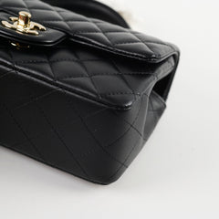 Chanel Top Handle Rectangle Mini Black Lambskin (microchip)