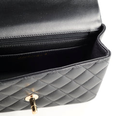 Chanel Top Handle Rectangle Mini Black Lambskin (microchip)