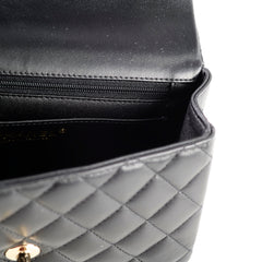 Chanel Top Handle Rectangle Mini Black Lambskin (microchip)