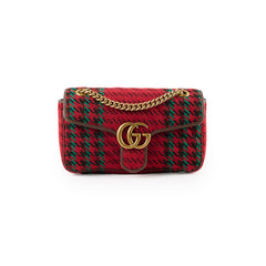 Gucci Marmont Small Houndstooth Bag Red