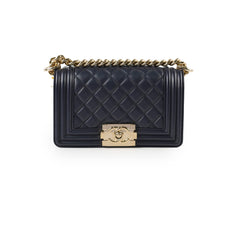 Chanel Small Boy Lambskin Dark Navy
