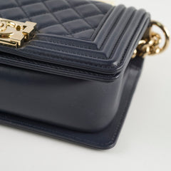 Chanel Small Boy Lambskin Dark Navy