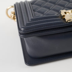 Chanel Small Boy Lambskin Dark Navy