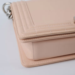 Chanel Old Medium Boy Reverso Patent Nude Pink