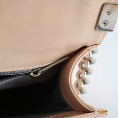 Chanel Old Medium Boy Reverso Patent Nude Pink