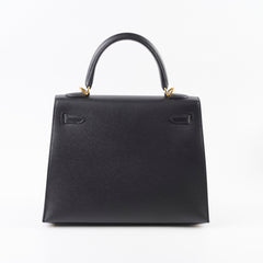 Hermes Kelly 25 Epsom Sellier Black - Stamp Y
