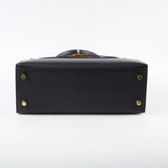 Hermes Kelly 25 Epsom Sellier Black - Stamp Y
