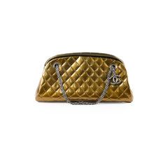 Chanel Just Mademoiselle Bowling Bag Gold Patent Leathwe