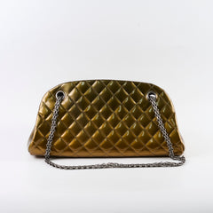 Chanel Just Mademoiselle Bowling Bag Gold Patent Leathwe