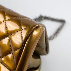 Chanel Just Mademoiselle Bowling Bag Gold Patent Leathwe