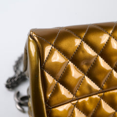 Chanel Just Mademoiselle Bowling Bag Gold Patent Leathwe