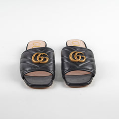 Gucci Marmont Black Leather Flats Size 34