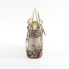 Christian Dior Mini Lady Dior Calfskin Limited Edition Embroidered Bag Ivory/Burgundy