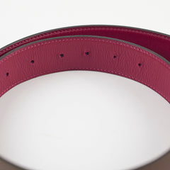 Hermes Constance Belt Reversible with Hammered Buckle  Size 85 Etain/Magenta