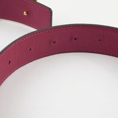 Hermes Constance Belt Reversible with Hammered Buckle  Size 85 Etain/Magenta