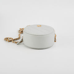 Chanel Round Pearl Crush Clutch With Chain Grey Lambskin