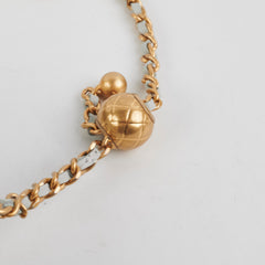 Chanel Round Pearl Crush Clutch With Chain Grey Lambskin