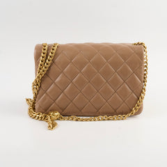 Chanel Dark Beige Flap with Adjustable Chain Lambskin (microchip)
