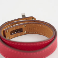 Hermes Leather Double Tour Bracelet XS Epsom Rouge Casque
