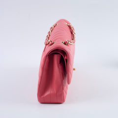 Chanel Medium Chevron Classic Flap Pink Calfskin
