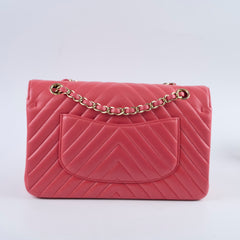 Chanel Medium Chevron Classic Flap Pink Calfskin