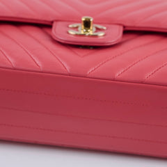 Chanel Medium Chevron Classic Flap Pink Calfskin