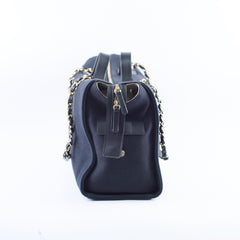 Chanel Zip Deauville Bag Navy Microchip