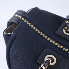 Chanel Zip Deauville Bag Navy Microchip