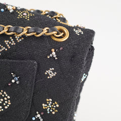 Chanel Medium Classic Crystal Embellished Flap Bag Black Microchip